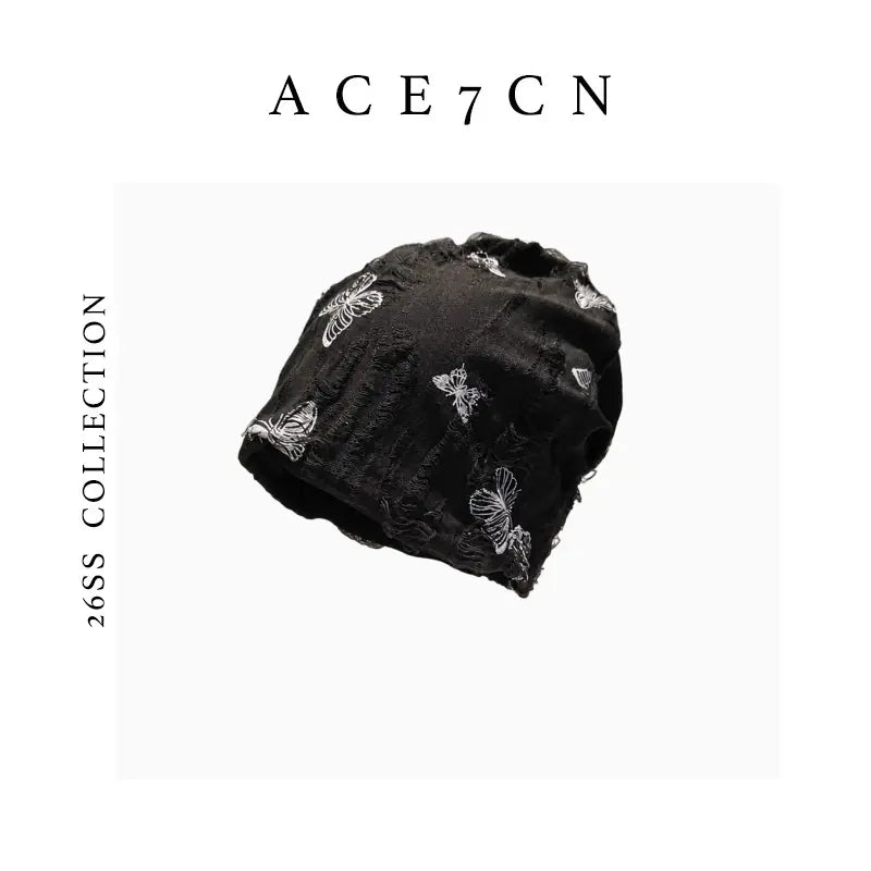 Embroidered-Bow Pleated Head Scarf Hat — ACE7CN