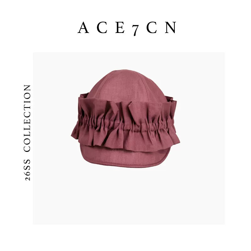 Hand-Pinched Floral Short-Brim Hat — ACE7CN