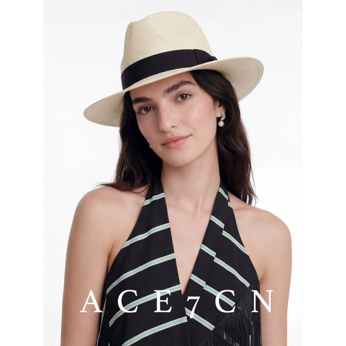 Structured Woven Straw Fedora — ACE7CN