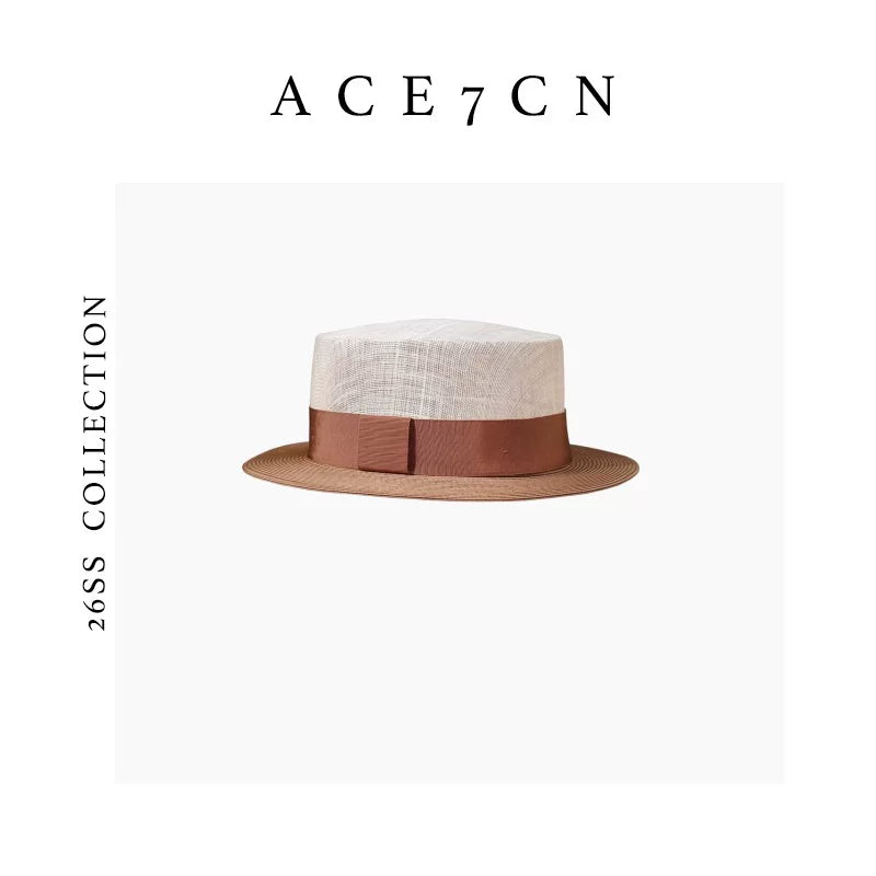 Color-Block Flat-Top Panama Hat — ACE7CN