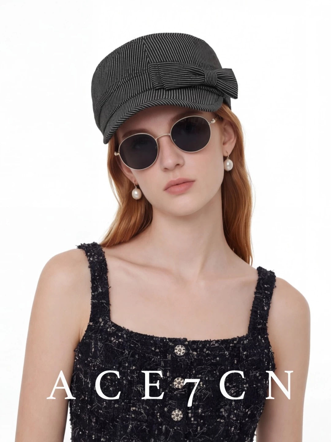 Striped Bow Equestrian Cap — ACE7CN