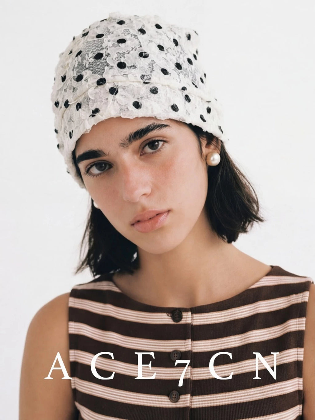Petal-Pleat Polka-Dot Turban Hat — ACE7CN