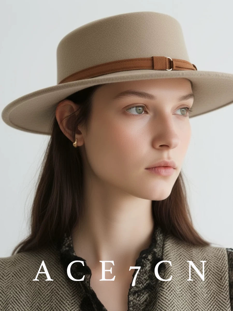 Buckle-Belt Wool Panama Hat — ACE7CN