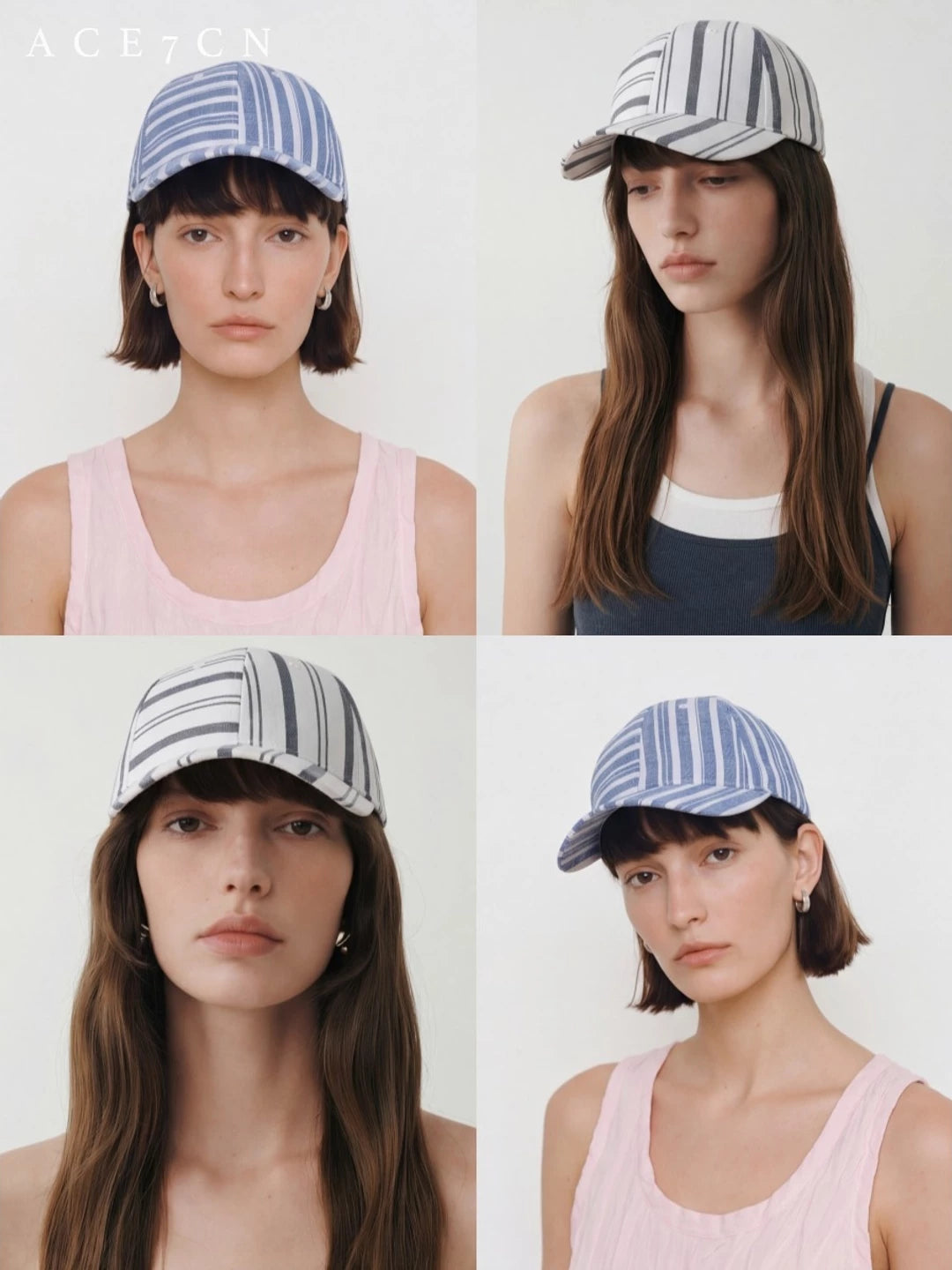 Striped Linen Baseball Cap — ACE7CN