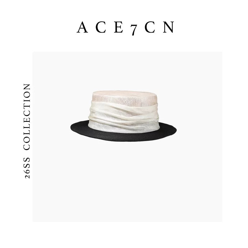 Wide-Brim Flat-Top Straw Boater — ACE7CN