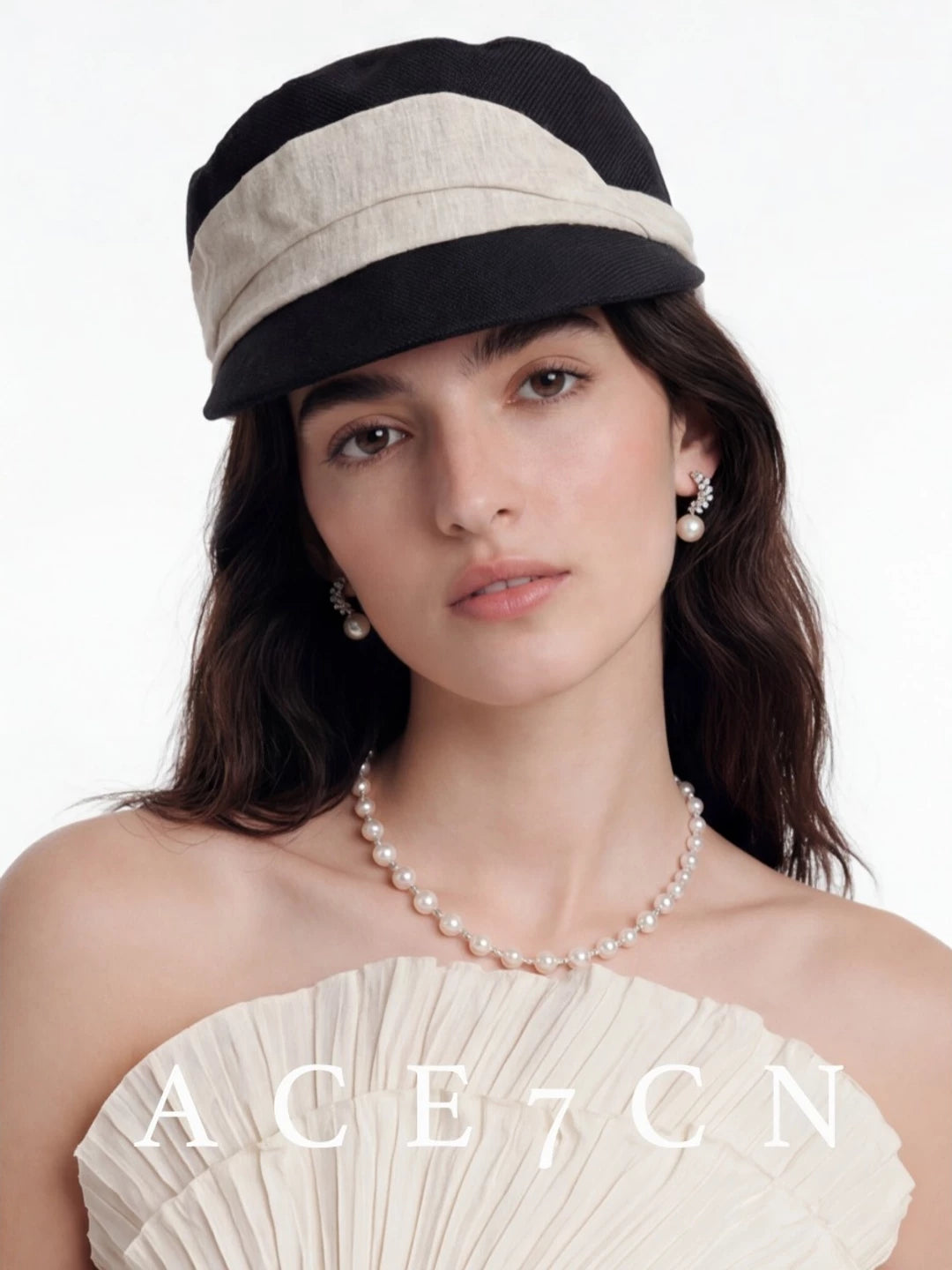 Two-Tone Cotton-Linen Equestrian Cap — ACE7CN