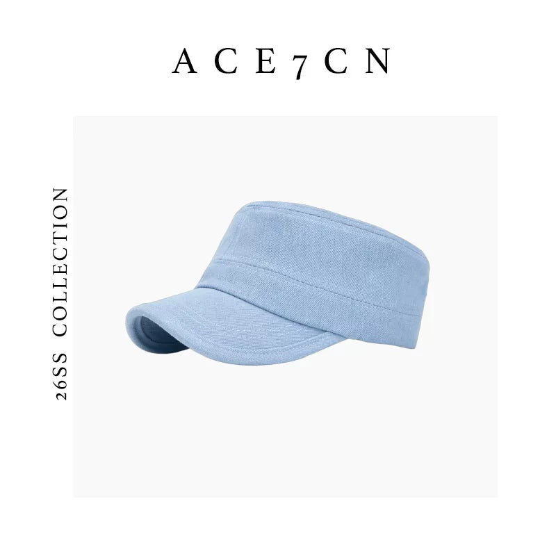 Urban Chic Casual Riding Hat Denim Flat-Top