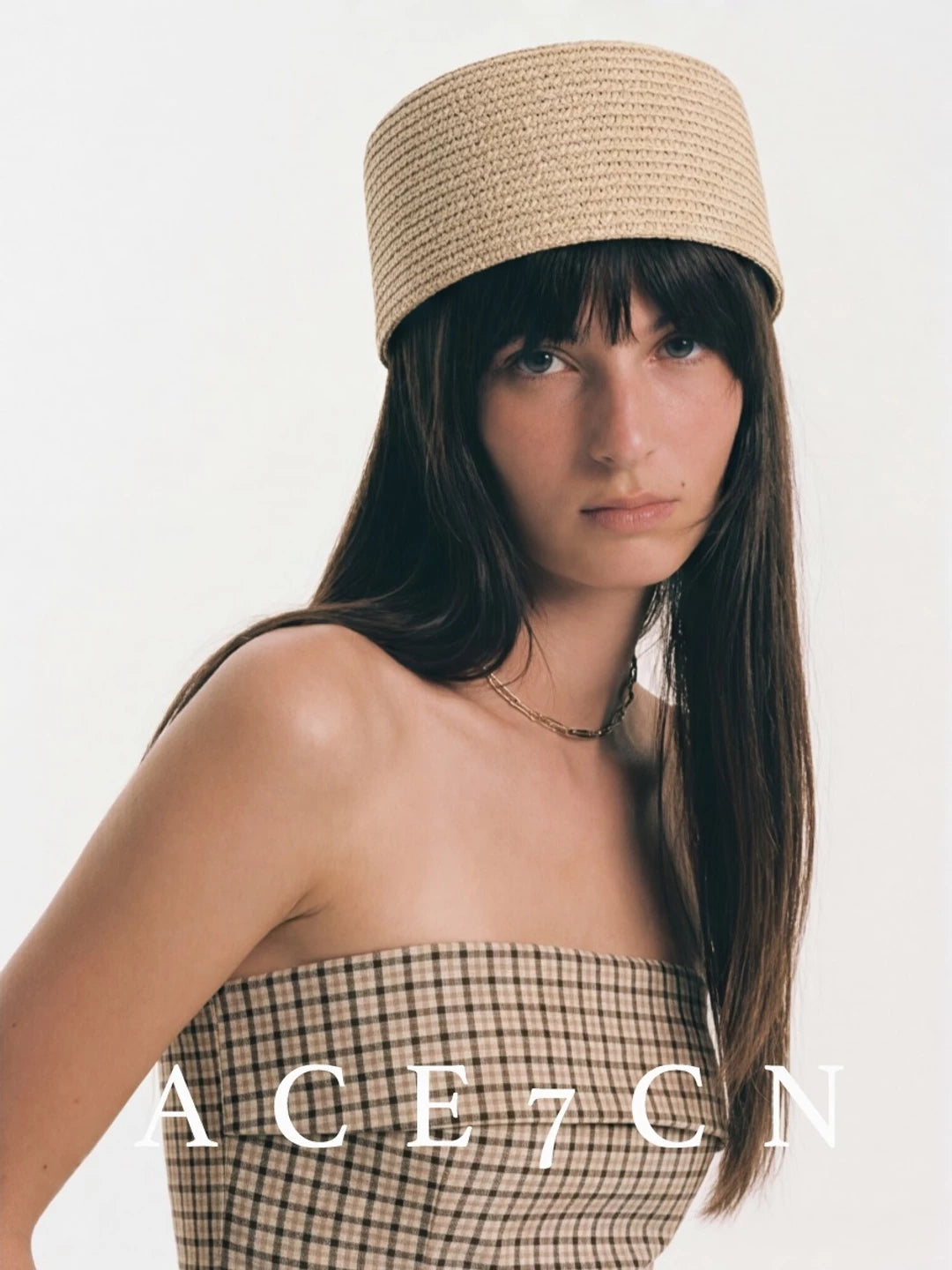 Round Straw Pillbox Hat — ACE7CN