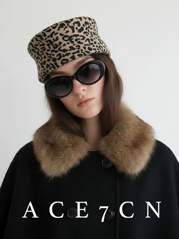 Leopard Wool Pillbox Hat — ACE7CN