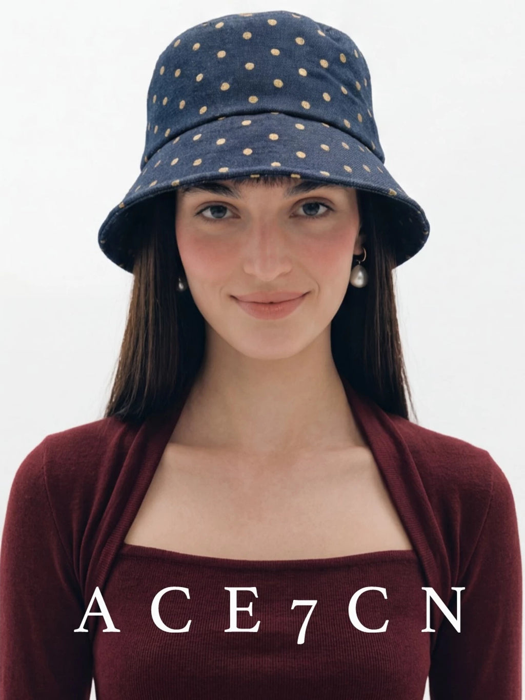Polka-Dot Short-Brim Bucket Hat — ACE7CN