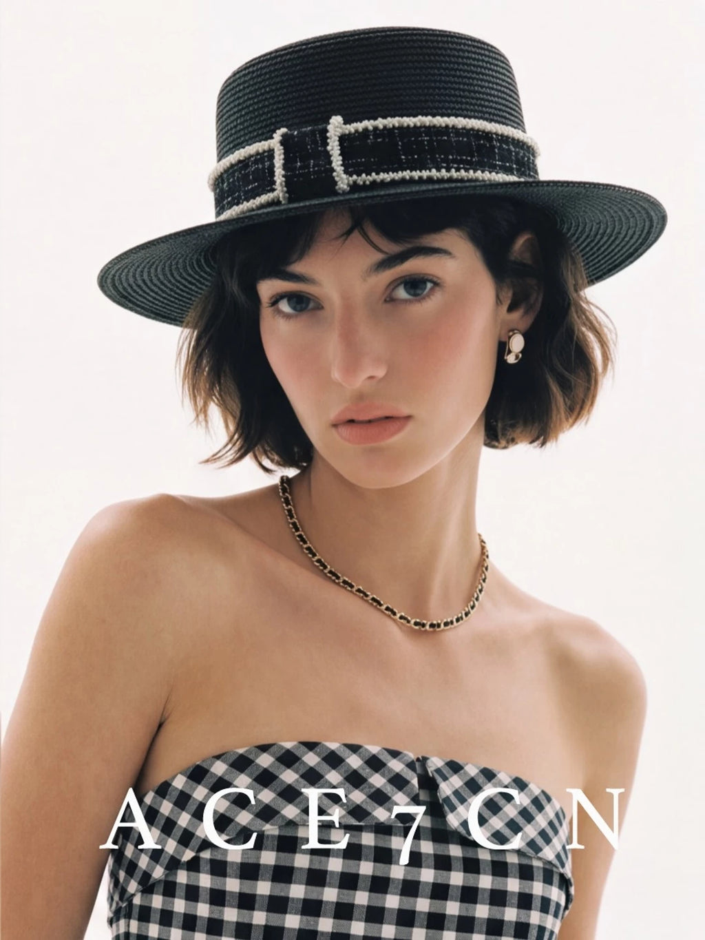 Fine Paper-Straw Wide-Brim Fedora — ACE7CN