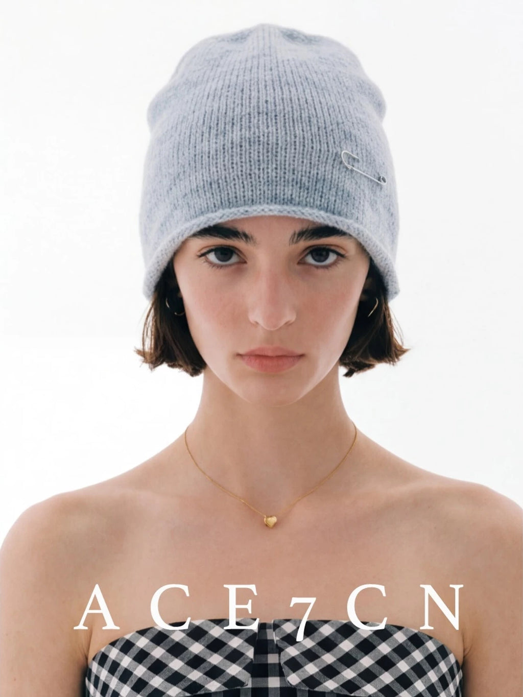 Safety-Pin Wool Knit Beanie — ACE7CN