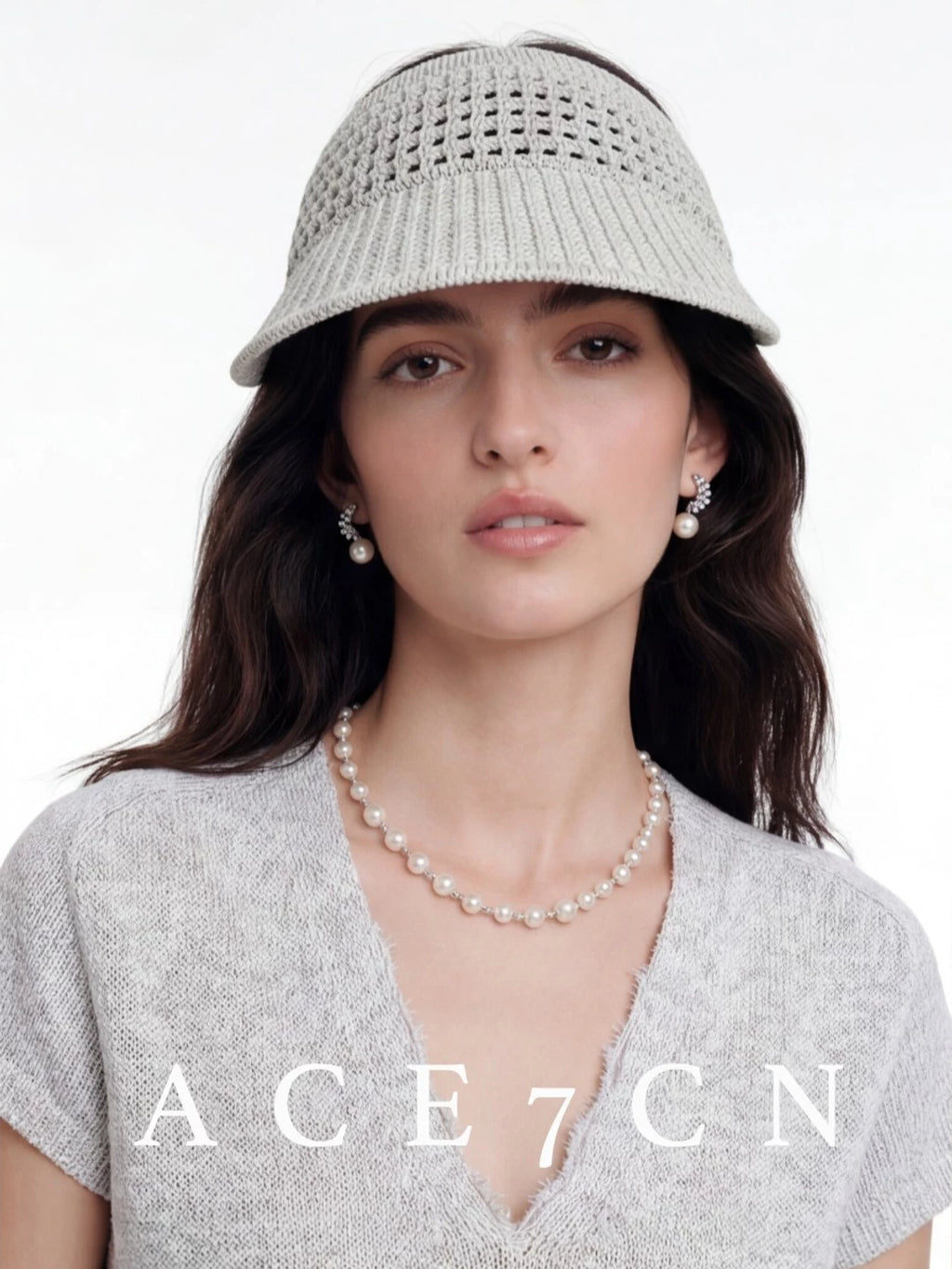 Openwork Woven Wide-Brim Visor — ACE7CN