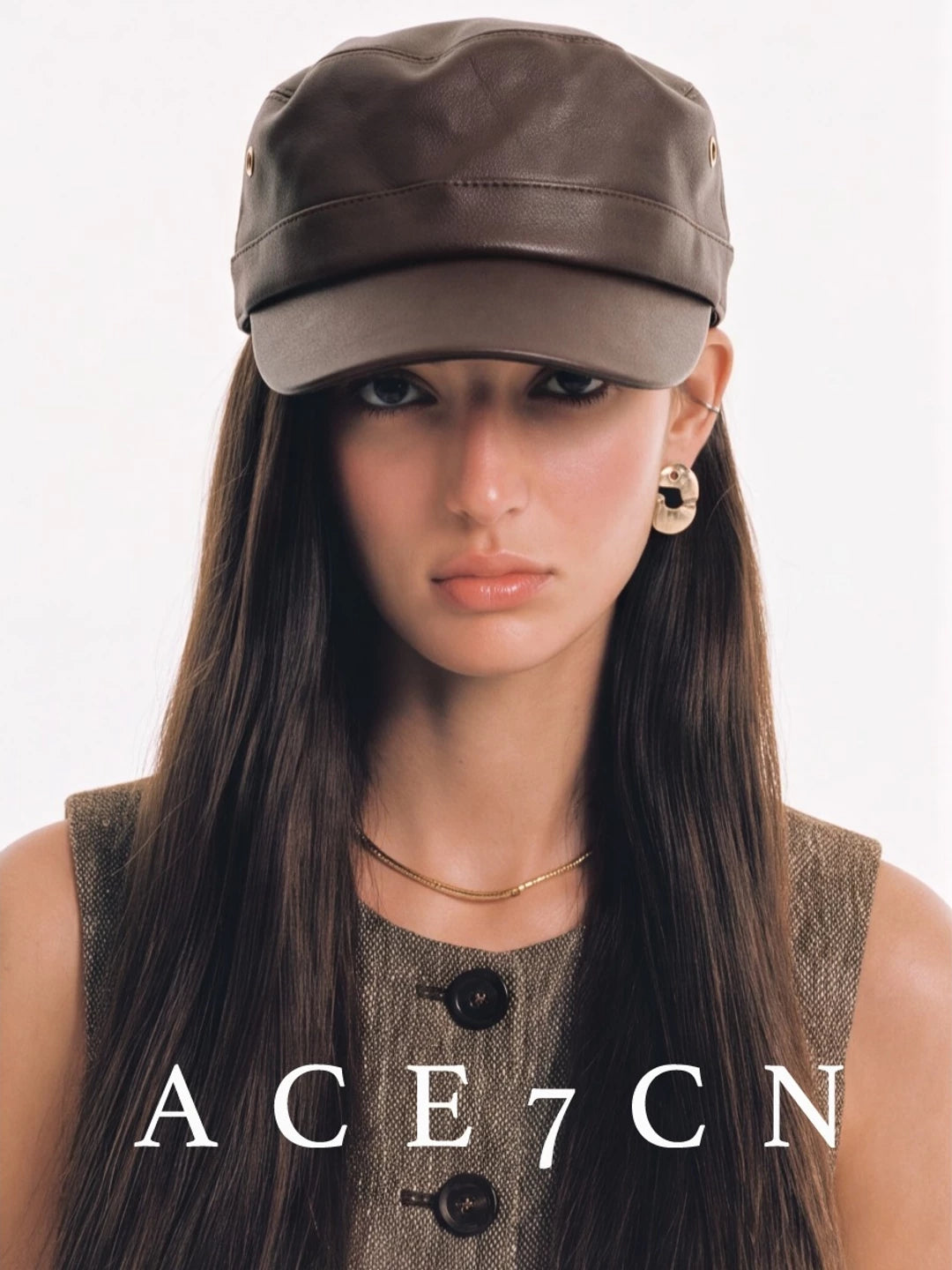 Matte Faux-Leather Equestrian Cap — ACE7CN