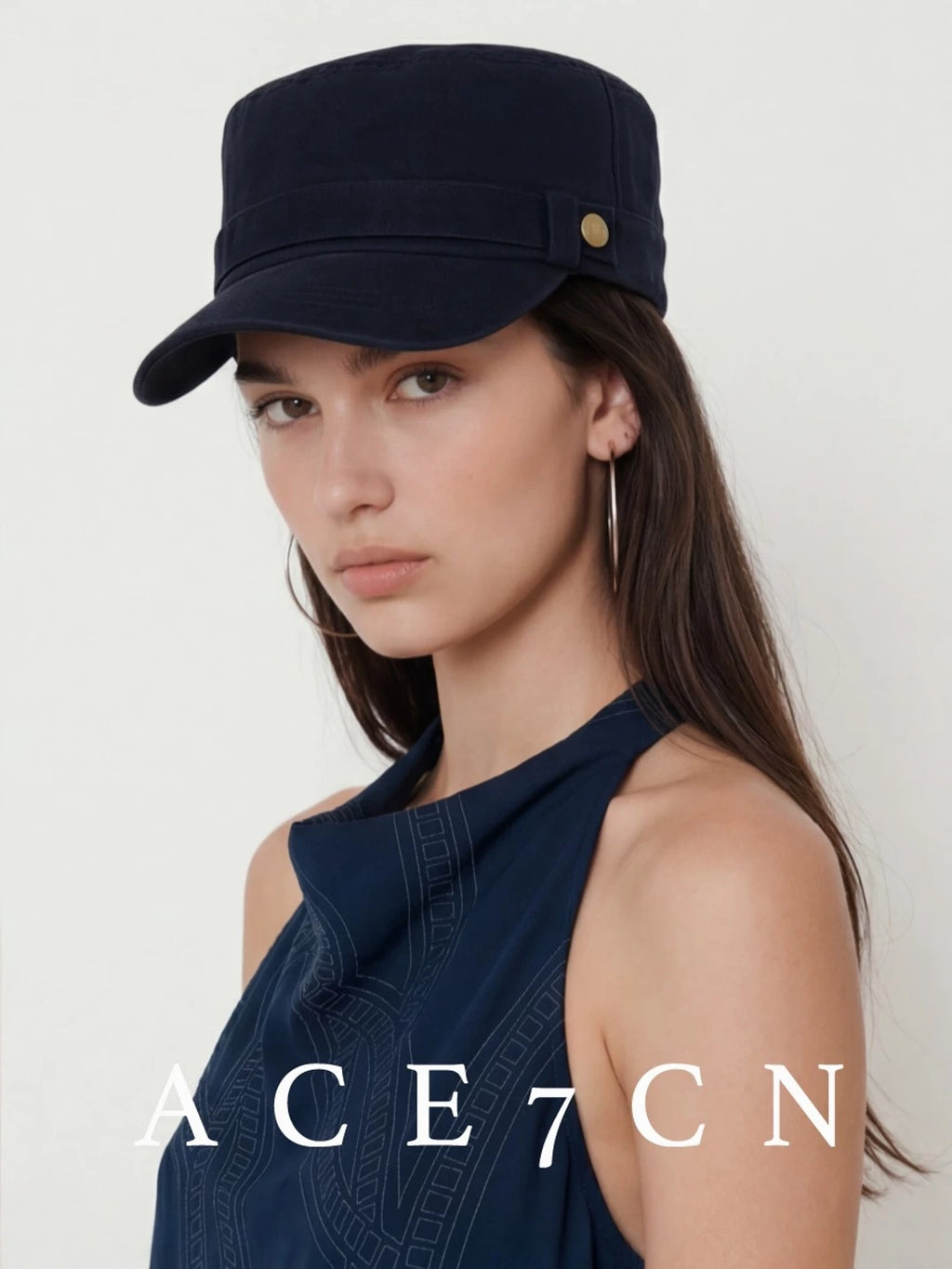Gold-Buckle Cotton Newsboy Cap — ACE7CN