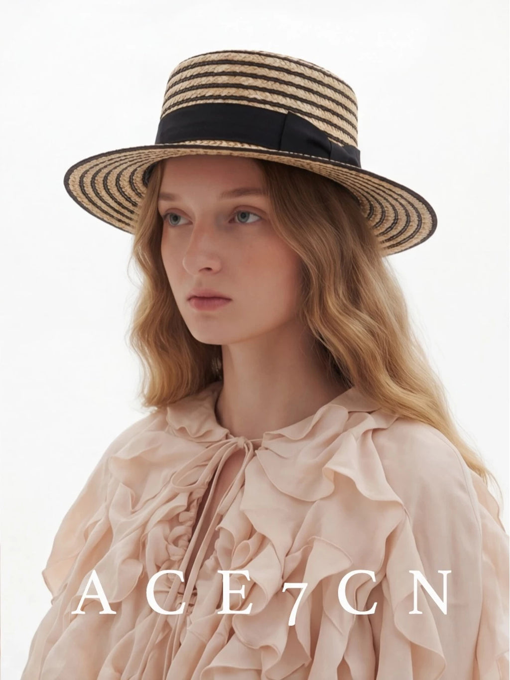 Striped Zigzag-Braid Wheat-Straw Fedora — ACE7CN