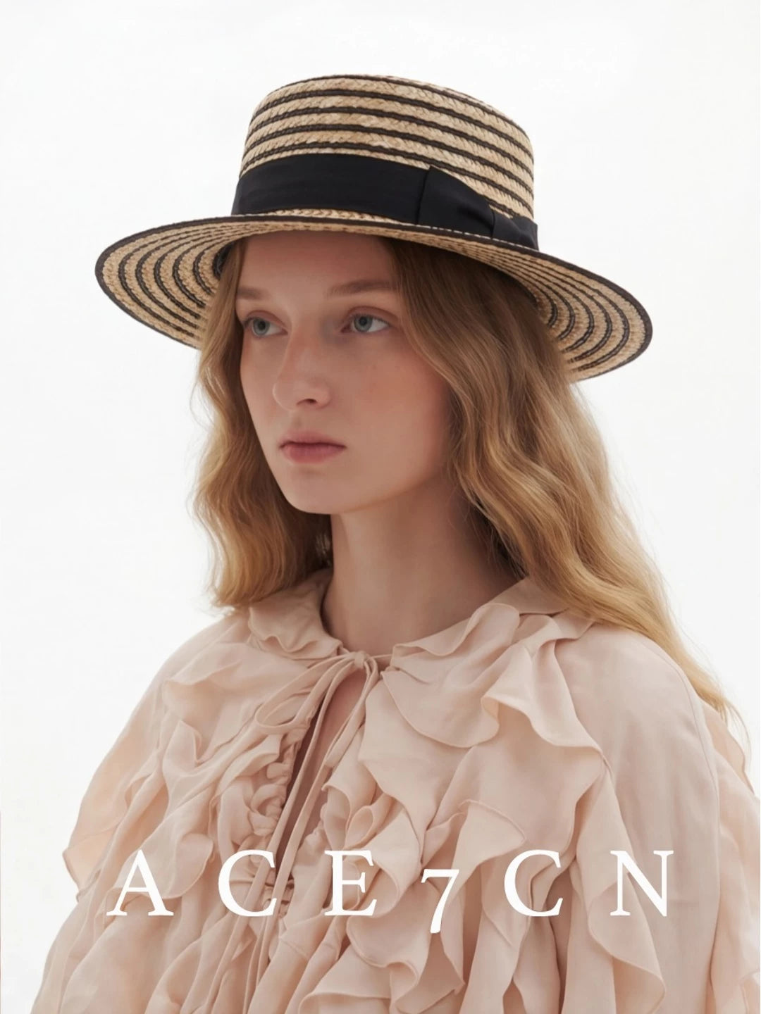 Striped Zigzag-Braid Wheat-Straw Fedora — ACE7CN