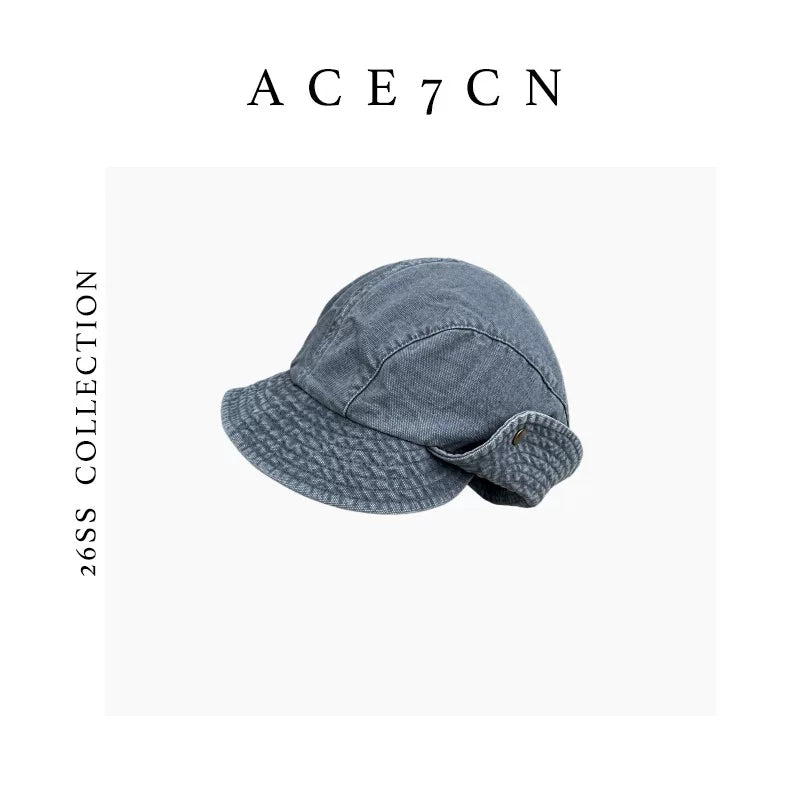 Sand-Washed Ear-Flap Riding Cap — ACE7CN