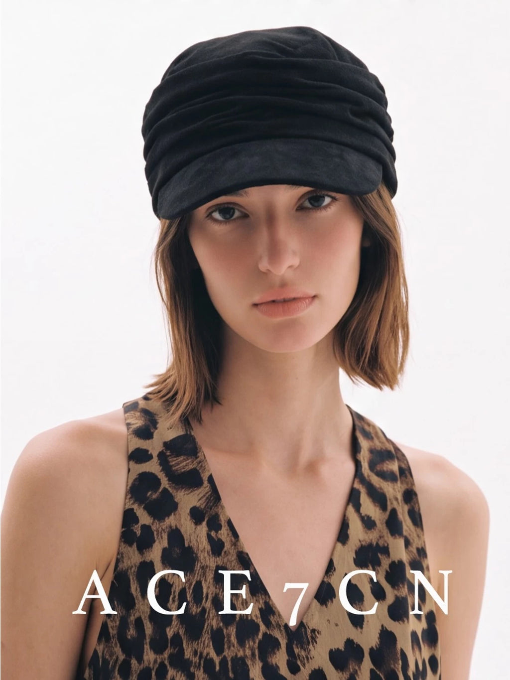 Hand-Pleated Suede Equestrian Cap — ACE7CN