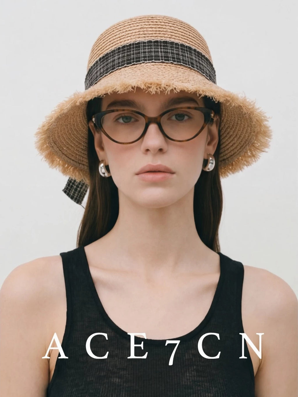 Bow-Detail Raffia Sun Hat — ACE7CN