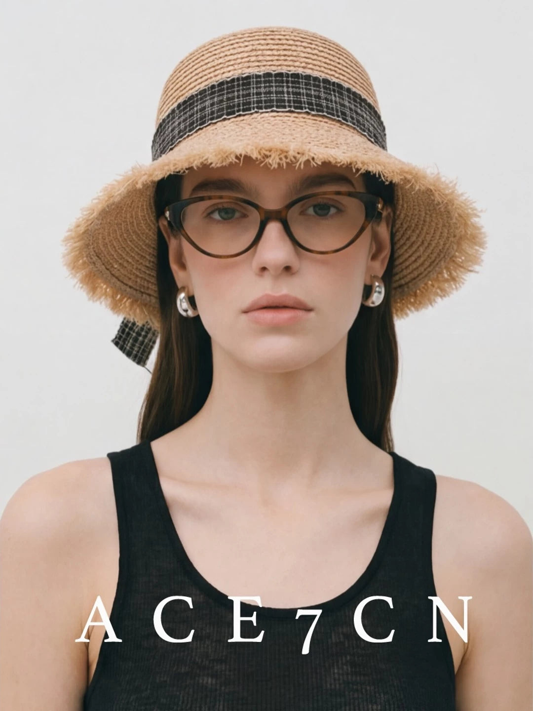 Bow-Detail Raffia Sun Hat — ACE7CN