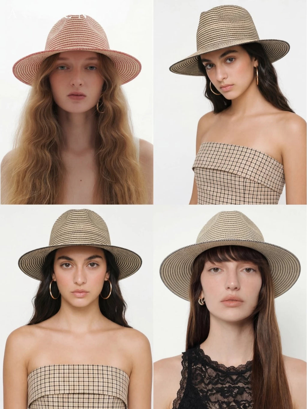 Striped Woven Straw Fedora — ACE7CN
