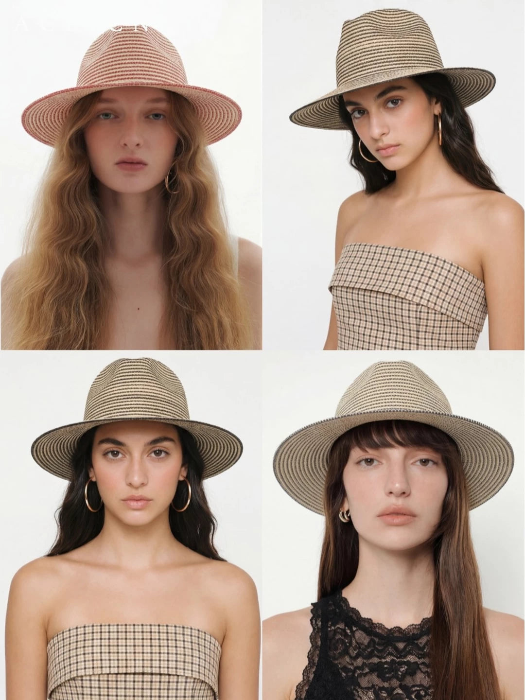 Striped Woven Straw Fedora — ACE7CN
