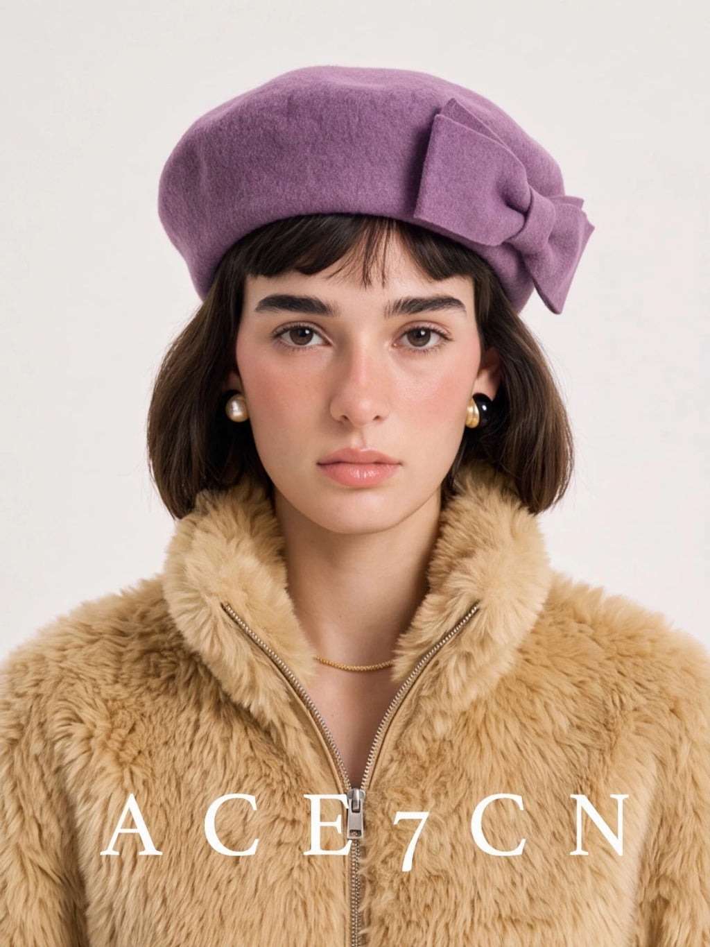 Bow-Detail Wool Felt Painter Beret — ACE7CN