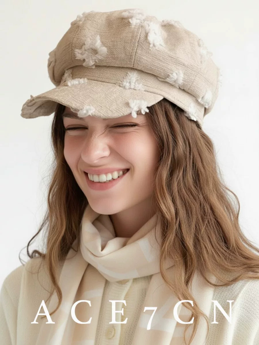 Feather Burnout Jacquard Newsboy Cap — ACE7CN