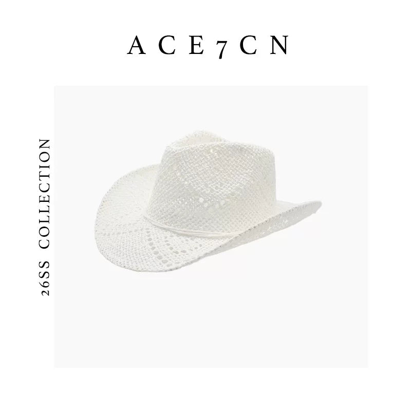 Openwork Straw Cowboy Hat — ACE7CN