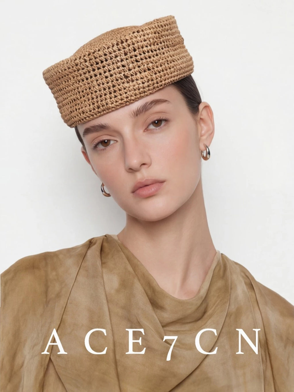 Brimless Openwork Straw Pillbox Hat — ACE7CN