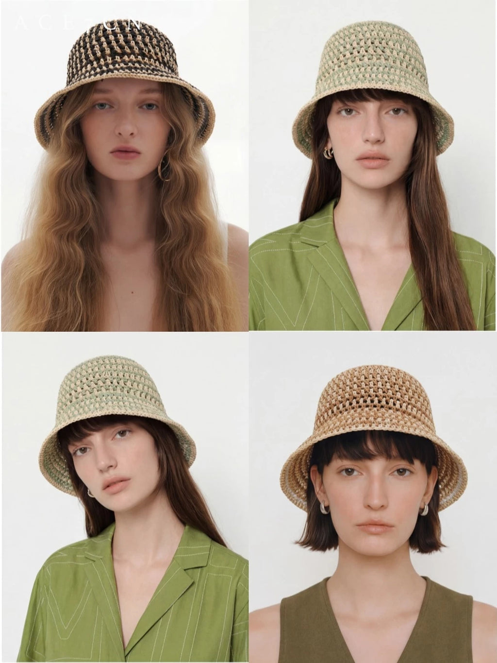 Breathable Openwork Straw Bucket Hat — ACE7CN