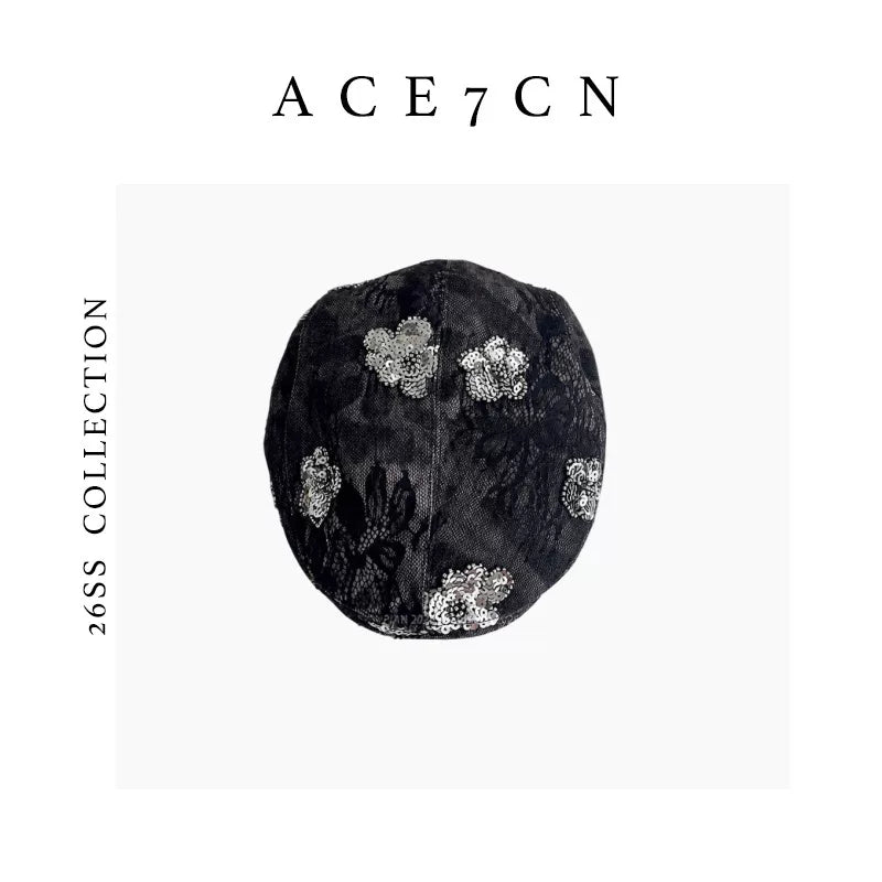 Floral Tencel-Linen Beret — ACE7CN