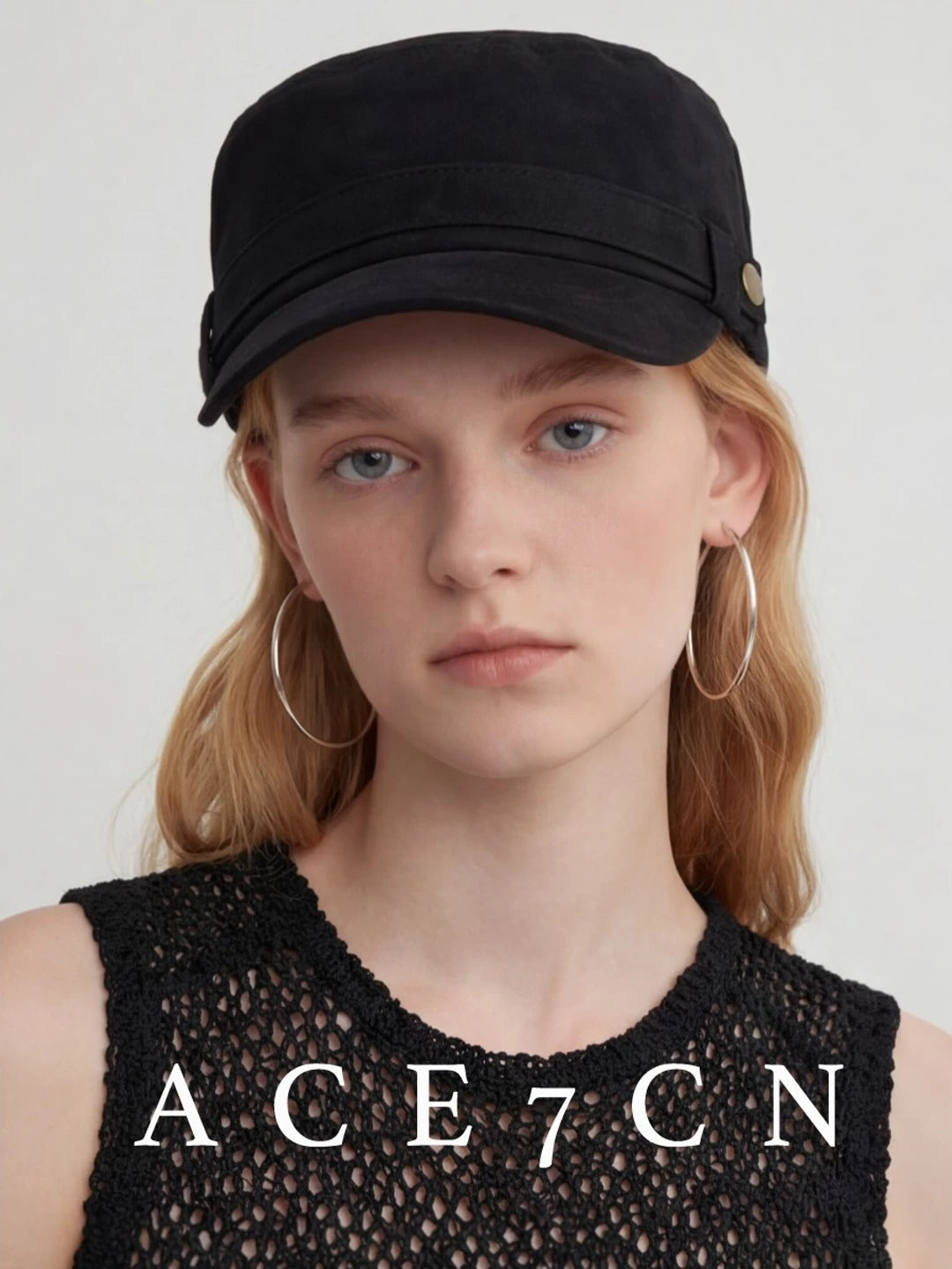 Gold-Buckle Cotton Newsboy Cap — ACE7CN
