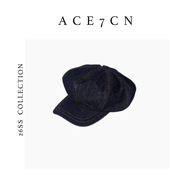 Denim Octagonal Newsboy Cap — ACE7CN
