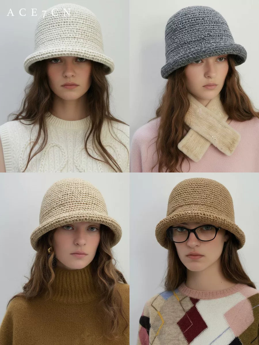 Hand-Crochet Roll-Brim Bucket Hat — ACE7CN