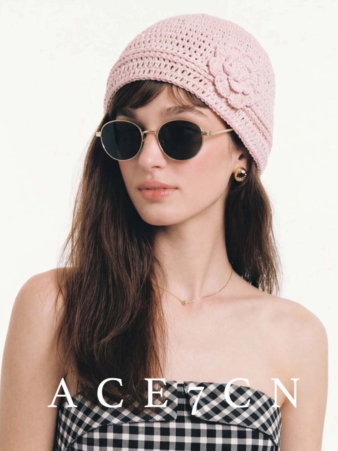 Crochet-Flower Glitter Knit Beanie — ACE7CN