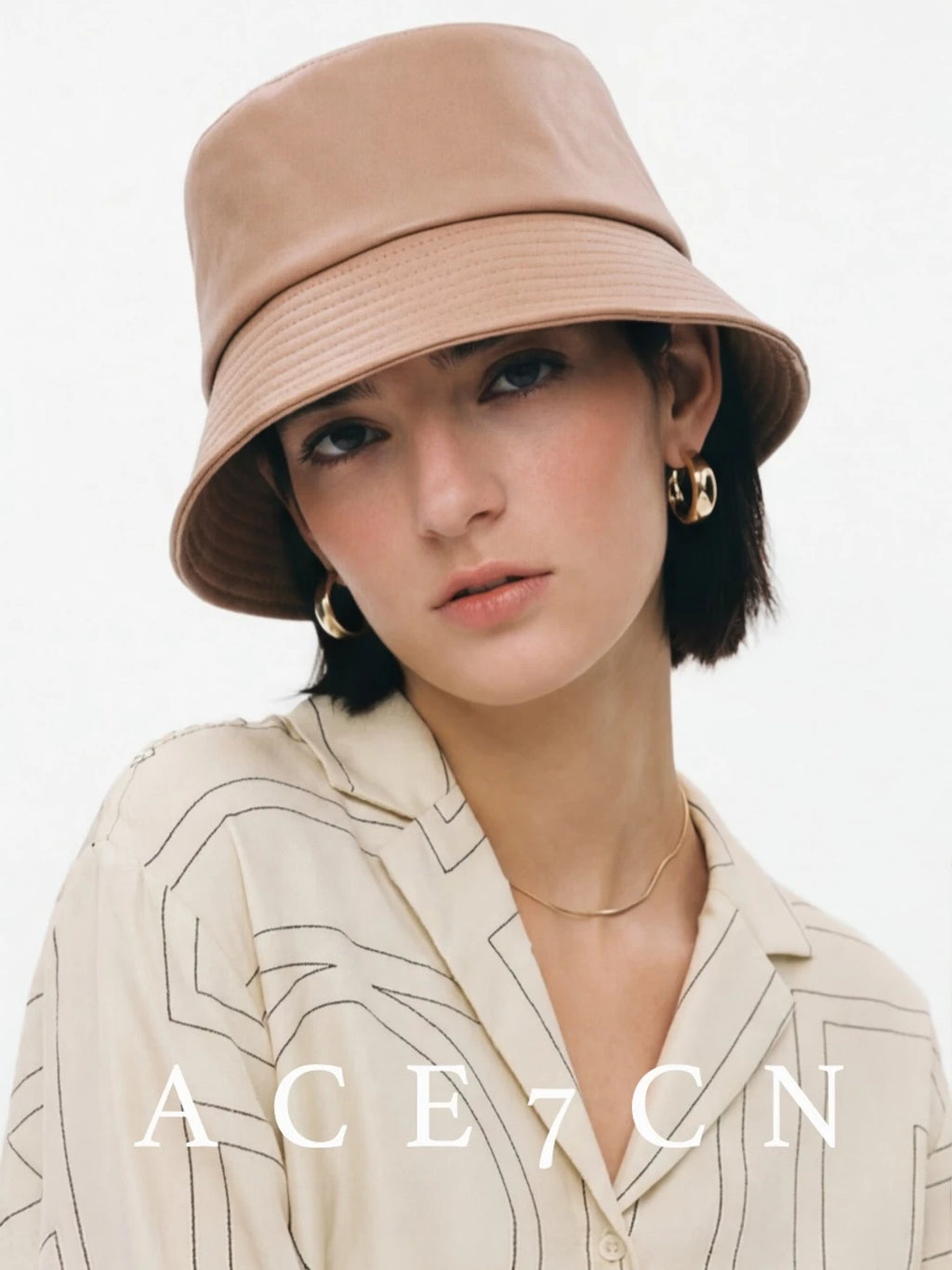 Faux-Leather Lampshade Bucket Hat — ACE7CN