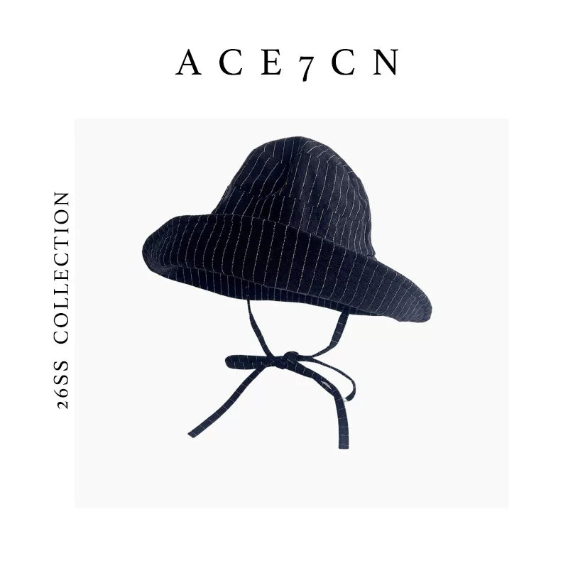 Wide-Brim Striped Bucket Hat — ACE7CN