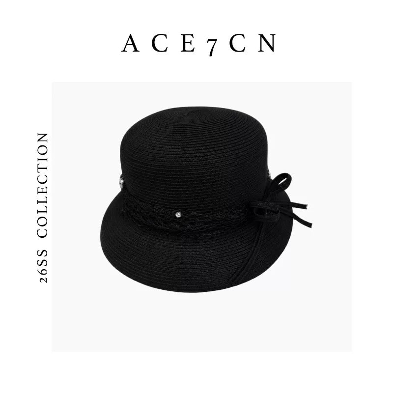 Bow-Detail Straw Cloche — ACE7CN