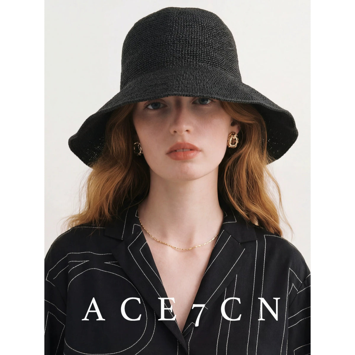 Foldable Hand-Crochet Wide-Brim Bucket Hat — ACE7CN