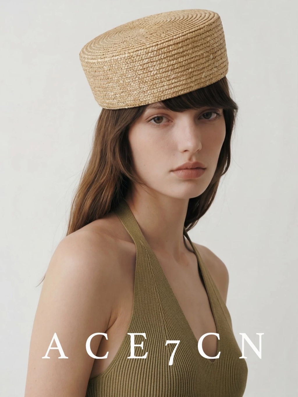 Handmade Straw Flat-Top Pillbox Hat — ACE7CN