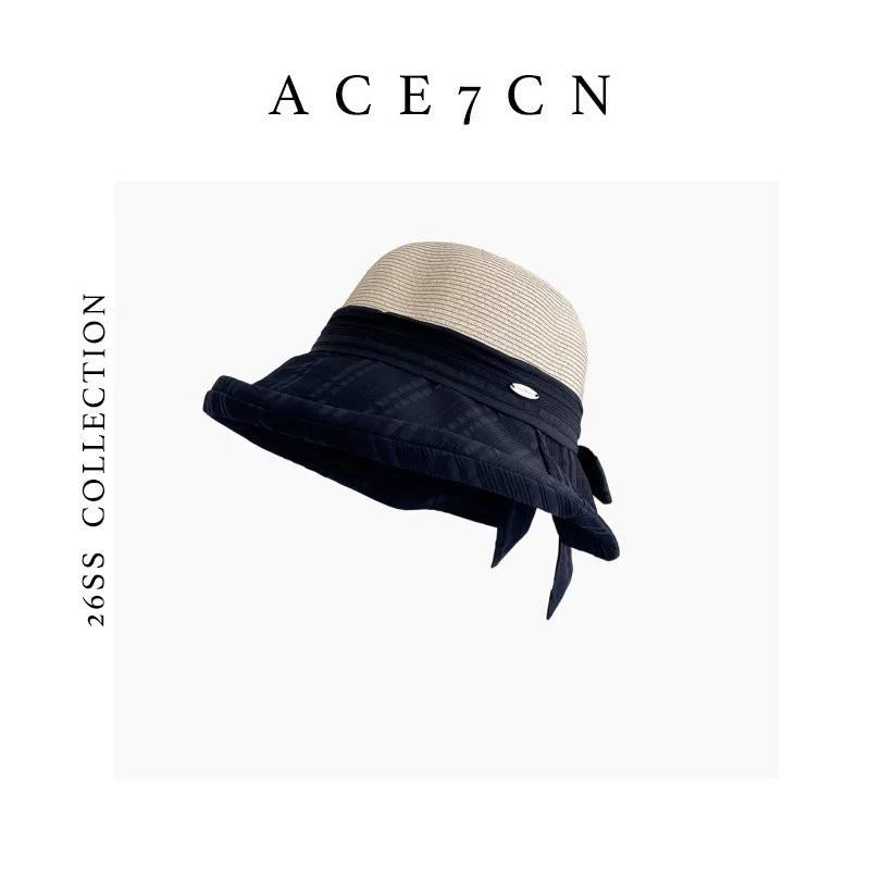 Split-Back Fabric-and-Straw Cloche — ACE7CN