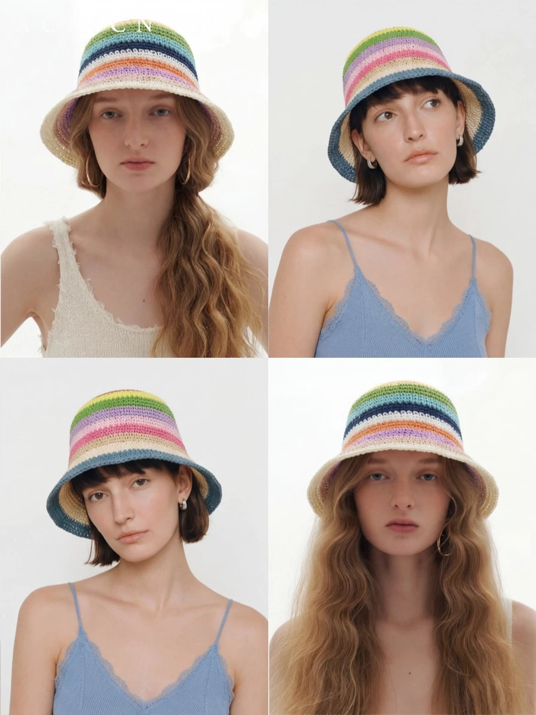 Rainbow-Stripe Bucket Hat — ACE7CN