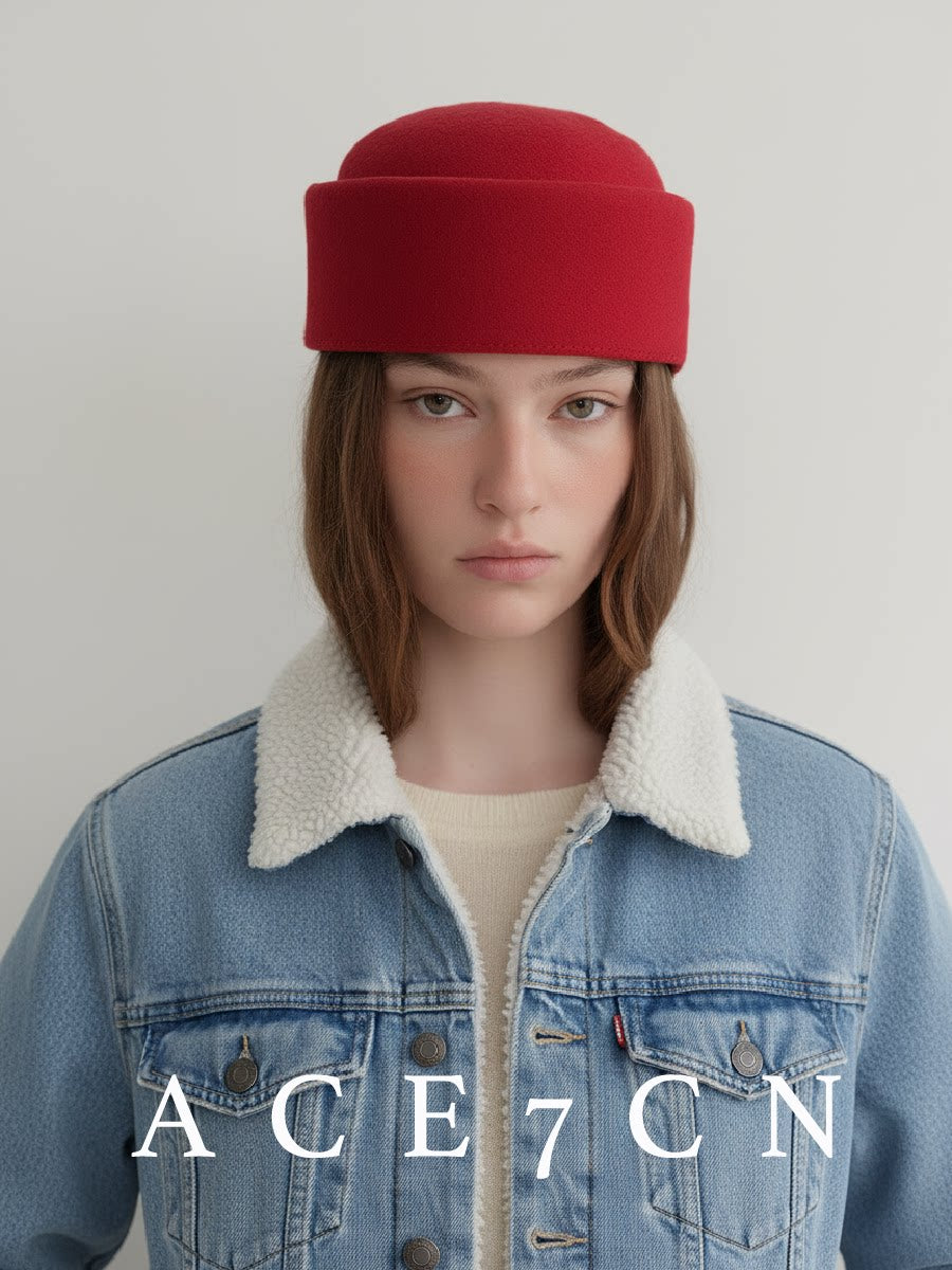 Round-Top Wool Pillbox Hat — ACE7CN