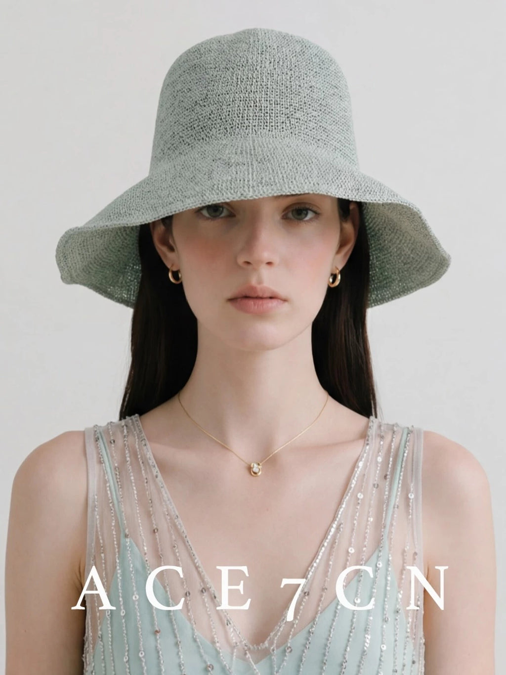 Foldable Hand-Crochet Wide-Brim Bucket Hat — ACE7CN