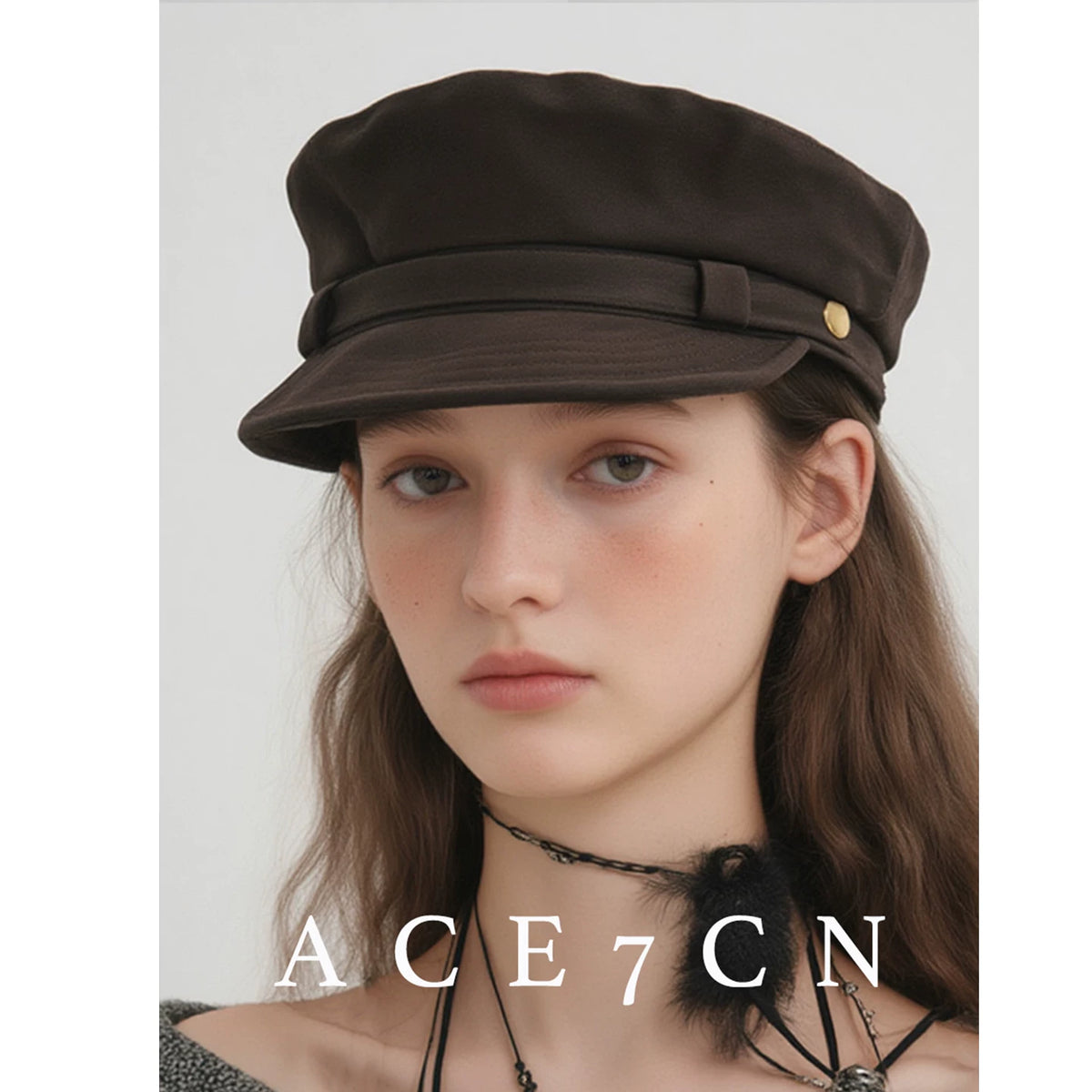 Suede Eight-Panel Newsboy Cap — ACE7CN