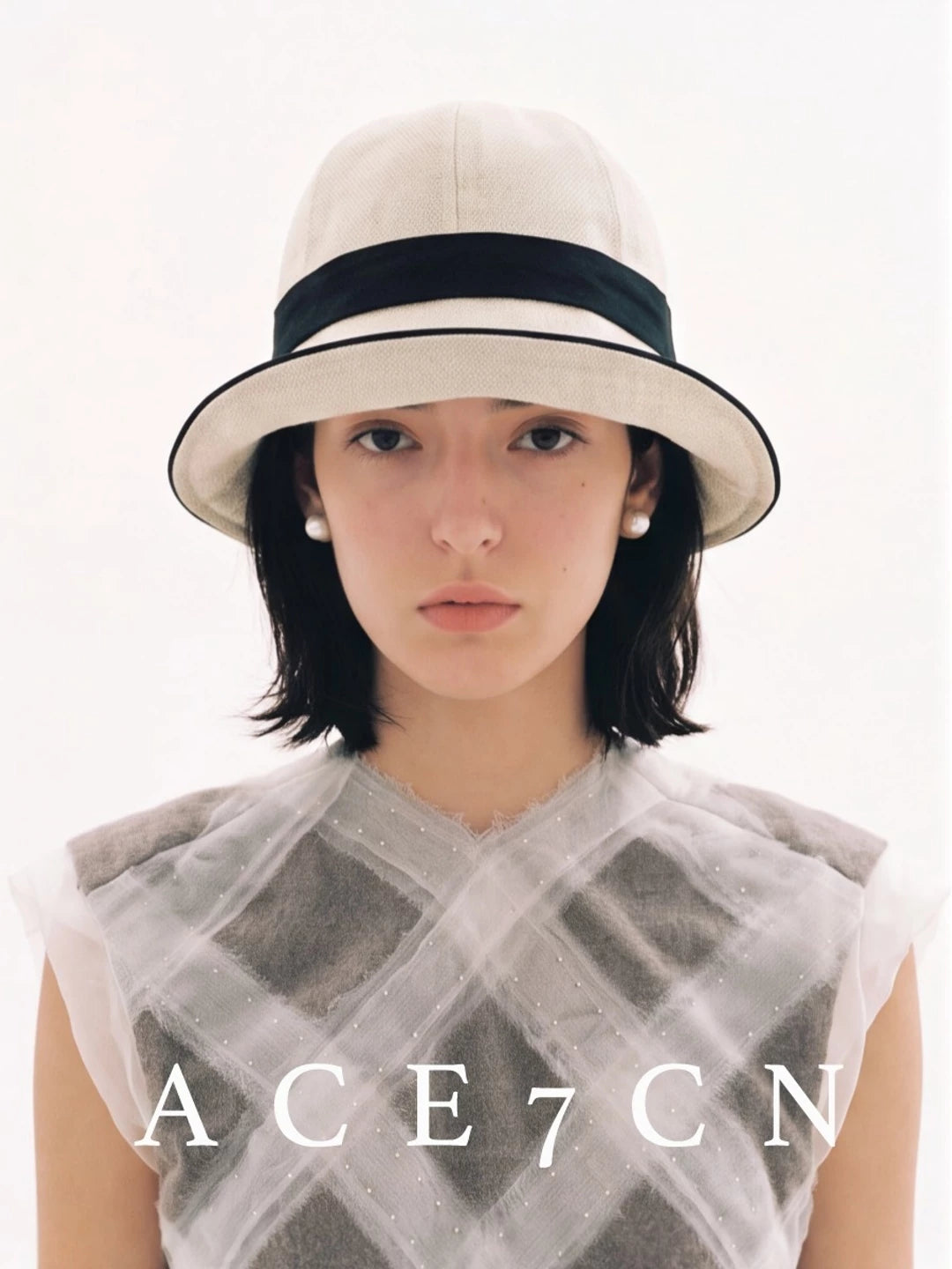 Riding-Peak Faux-Linen Bucket Hat — ACE7CN