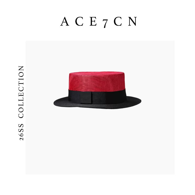Color-Block Flat-Top Panama Hat — ACE7CN