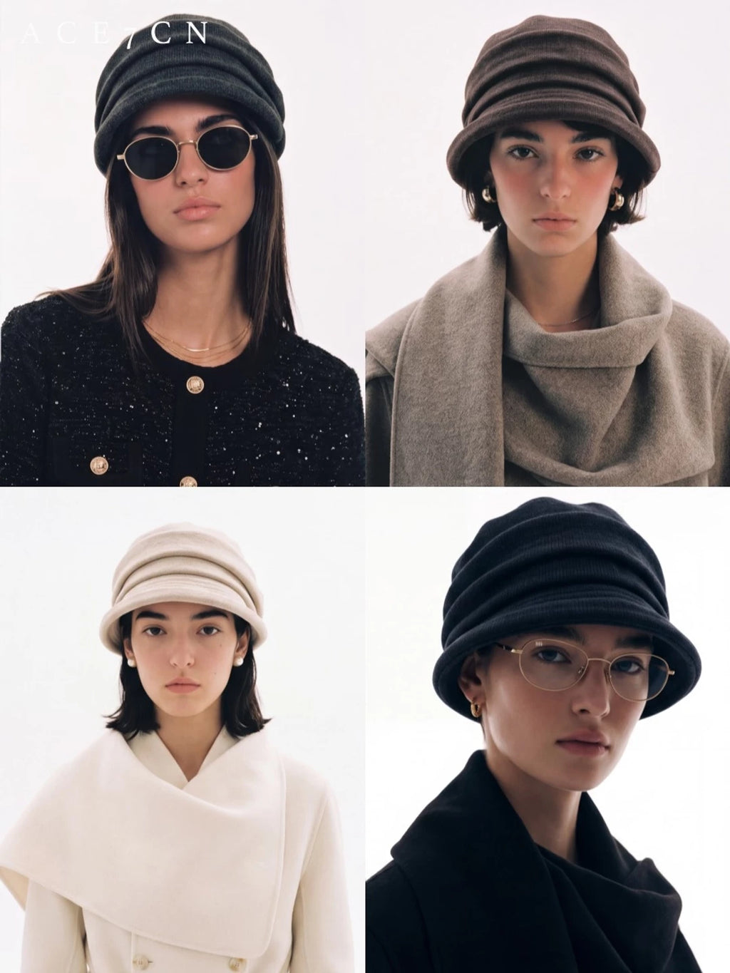 Pinched-Pleat Roll-Brim Bucket Hat — ACE7CN